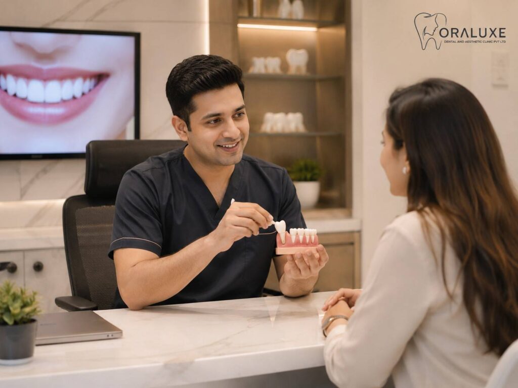Tooth cap treatment Janakpuri dental crown model
