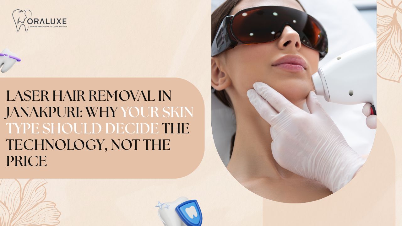 Laser hair removal treatment session at Oraluxe in Janakpuri